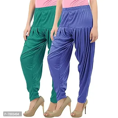 Buy That Trendz Women's Cotton Viscose Lycra Regular, Relaxed Fit Dhoti Patiyala Salwar Harem Bottom Pants (Lavender Rama Green 3XL) Combo Pack of 2