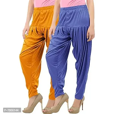 Buy That Trendz Women's Relaxed Fit Cotton Viscose Lycra Dhoti Patiyala Salwar Harem Bottom Pants Mustard Lavender Large