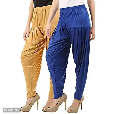 Buy That Trendz Womens Cotton Viscose Lycra Dhoti Patiyala Salwar Harem Bottoms Pants Royal Blue Dark Skin Combo Pack of 2 XXXX-Large