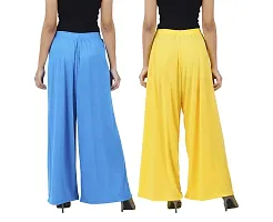 Buy That trendz Womens M to 6XL Cotton Viscose Loose Fit Flared Wide Leg Palazzo Pants for Turquoise Yellow 2 Pack Combo Medium-thumb2