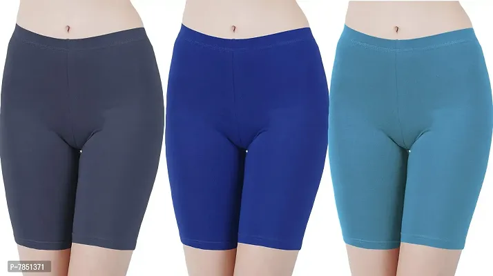 Buy Buy That Trendz Cotton Lycra Tight Fit Stretchable Women's Cycling  ShortsShorties for Exercise/Workout/Yoga/Gym/Cycle/Active wear Running Dark  Skin Royal Blue Grey Combo Pack of 3 Online In India At Discounted Prices