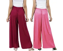Buy That Trendz M to 4XL Cotton Viscose Loose Fit Flared Wide Leg Palazzo Pants for Women XXX-Large Combo Pack of 2 Maroon Rose-thumb2