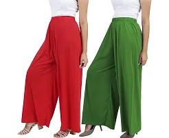 Buy That Trendz M to 6XL Cotton Viscose Loose Fit Flared Wide Leg Palazzo Pants for Women White Chocolate Brown Combo Pack of 2-thumb1