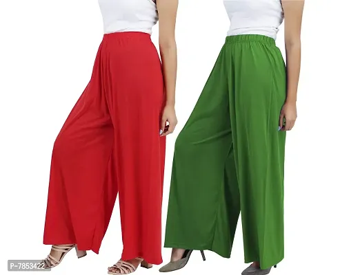 Buy That Trendz M to 6XL Cotton Viscose Loose Fit Flared Wide Leg Palazzo Pants for Women White Chocolate Brown Combo Pack of 2-thumb2