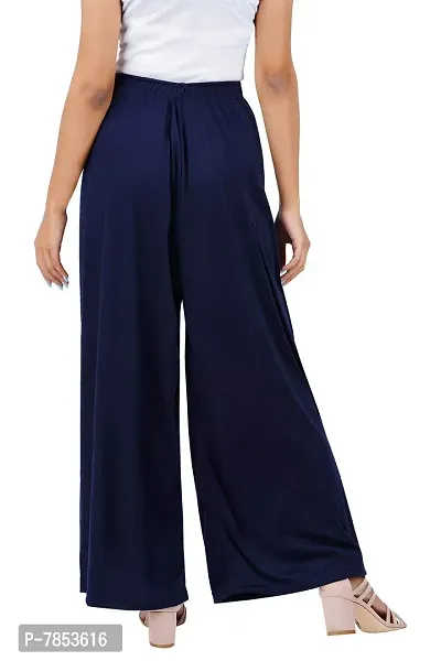 Buy That Trendz M to 6XL Cotton Viscose Loose Fit Flared Wide Leg Palazzo Pants for Women Navy XXXXXX-Large-thumb3