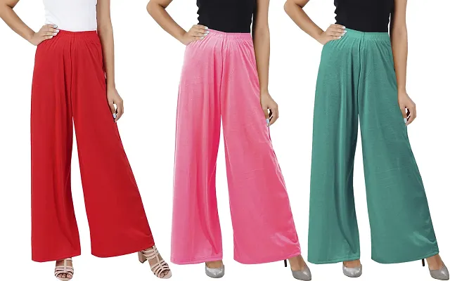 Buy Buy That Trendz M to 4XL Cotton Viscose Loose Fit Flared Wide Leg  Palazzo Pants for Women Black Jade Green Chocolate Brown Combo Pack of 3  Medium at Amazon.in