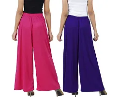 Buy That Trendz M to 6XL Cotton Viscose Loose Fit Flared Wide Leg Palazzo Pants for Women White Orange Combo Pack of 2-thumb2