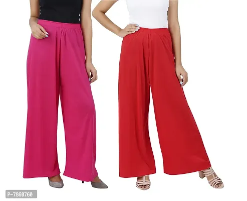Party Wear Fabclub Women's Heavy Rayon Solid Plain Free Size Red Palazzo  Pants at Rs 169 in Ahmedabad