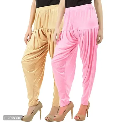 Buy That Trendz Women's Cotton Viscose Lycra Dhoti Patiyala Salwar Harem Bottoms Pants Light Skin Baby Pink
