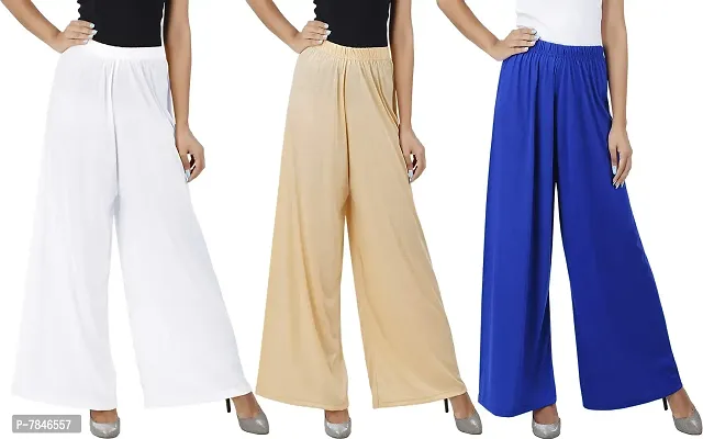 Plain Cotton Rayon Palazzo Pants for Women and Girls in Maroon and Beige  Combo Pack.