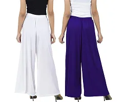 Buy That Trendz M to 6XL Cotton Viscose Loose Fit Flared Wide Leg Palazzo Pants for Women White Chocolate Brown Combo Pack of 2-thumb2