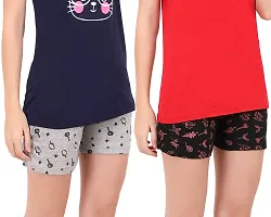 Buy That Trendz S to 3XL Cotton Printed Regular Lounge Night Shorts for Womens Ice Cream Grey Polka Dot Black-thumb1