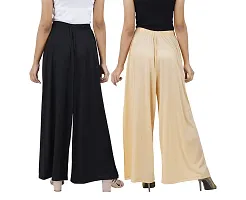 Buy That Trendz M to 6XL Cotton Viscose Loose Fit Flared Wide Leg Palazzo Pants for Women Maroon Grey Combo Pack of 2-thumb2