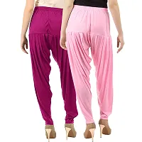 Buy That Trendz Women's Cotton Viscose Lycra Dhoti Patiyala Salwar Harem Bottoms Pants Purple Baby Pink-thumb2