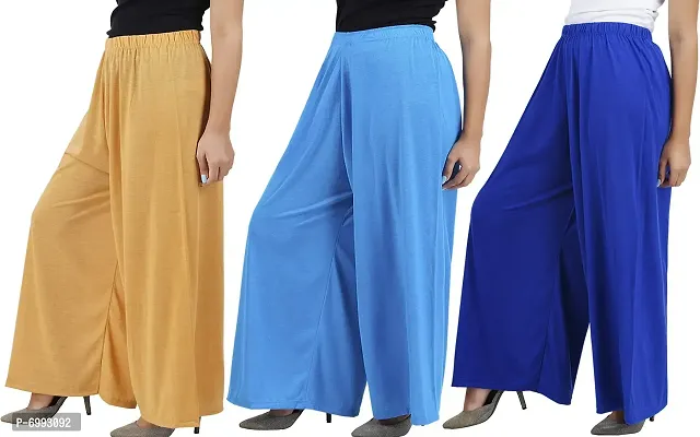 Buy Buy That Trendz M to 4XL Cotton Viscose Loose Fit Flared Wide Leg  Palazzo Pants for Women Dark Skin Turquoise Royal Blue Combo Pack of 3  Online In India At Discounted