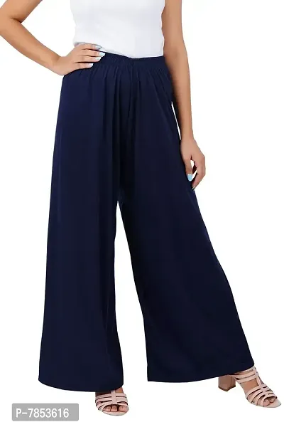 Buy That Trendz M to 6XL Cotton Viscose Loose Fit Flared Wide Leg Palazzo Pants for Women Navy XXXXXX-Large
