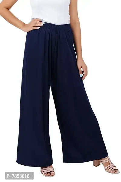 Buy That Trendz M to 6XL Cotton Viscose Loose Fit Flared Wide Leg Palazzo Pants for Women Navy XXXXXX-Large-thumb0