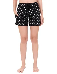 Buy That Trendz S to 3XL Cotton Printed Regular Lounge Night Shorts for Womens Ice Cream Grey Polka Dot Black Floral Leaf Black-thumb4