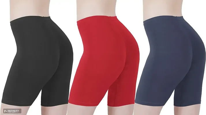 3 pack BIKER SHORT Yoga Gym Cotton SPANDEX WOMEN TEEN Shortie Leggings S-XL