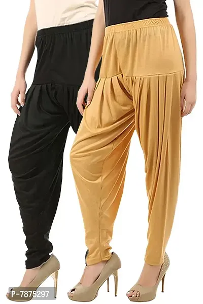 Buy That Trendz Viscose Lycra Womens Cotton Dhoti Salwar Harem Patiala Bottoms Pants XXXXX-Large Black-Dark Skin-thumb0