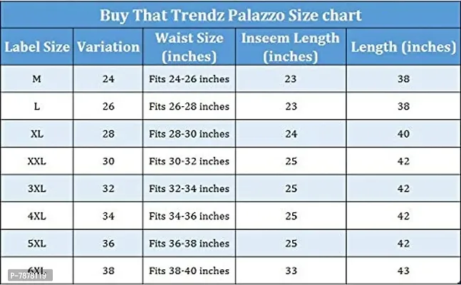 Buy That trendz Womens M to 6XL Cotton Viscose Loose Fit Flared Wide Leg Palazzo Pants for Turquoise Royal Blue 2 Pack Combo XX-Large-thumb4