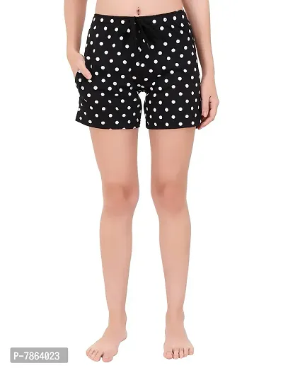 Buy That Trendz Cotton Printed Regular Lounge S to 3XL Night Shorts for Womens Ice Cream Grey Polka Dot Black Floral Leaf Navy Medium-thumb5