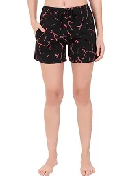 Buy That Trendz S to 3XL Cotton Printed Regular Lounge Night Shorts for Womens Ice Cream Grey Polka Dot Black Floral Leaf Black-thumb3