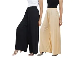 Buy That Trendz M to 6XL Cotton Viscose Loose Fit Flared Wide Leg Palazzo Pants for Women Maroon Grey Combo Pack of 2-thumb1