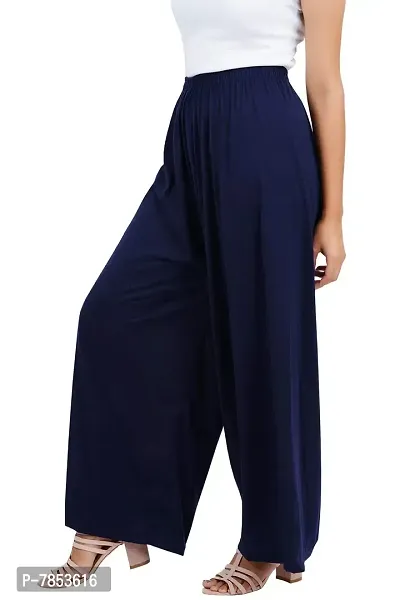 Buy That Trendz M to 6XL Cotton Viscose Loose Fit Flared Wide Leg Palazzo Pants for Women Navy XXXXXX-Large-thumb2