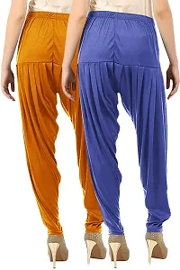 Buy That Trendz Cotton Viscose Lycra Dhoti Patiyala Salwar Relaxed Pants Combo Pack For Women, Mustard Lavender-thumb2