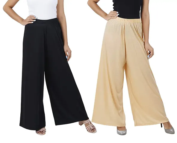 Buy That Trendz to 6XL Viscose Loose Fit Flared Wide Leg Palazzo Pants for Women Combo Pack of 2