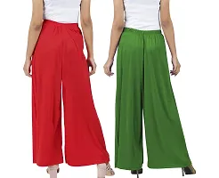 Buy That Trendz M to 6XL Cotton Viscose Loose Fit Flared Wide Leg Palazzo Pants for Women White Chocolate Brown Combo Pack of 2-thumb2