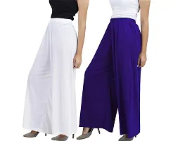 Buy That Trendz M to 6XL Cotton Viscose Loose Fit Flared Wide Leg Palazzo Pants for Women White Chocolate Brown Combo Pack of 2-thumb1