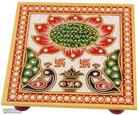 Designer Marble Chowki With White Box Packing (Pack of 01 Chowki) (Size = 6 inch x 6 inch)-thumb0