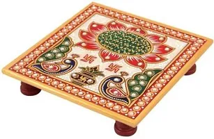 Designer Marble Chowki With White Box Packing (Pack of 03 Chowki) (Size = 6 inch x 6 inch)-thumb1