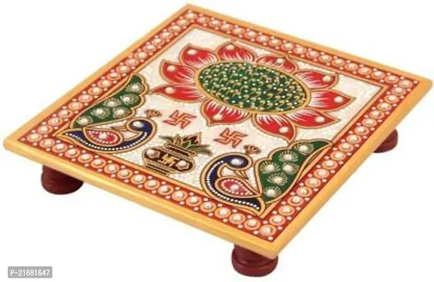 Designer Marble Chowki With White Box Packing (Pack of 03 Chowki) (Size = 6 inch x 6 inch)-thumb2