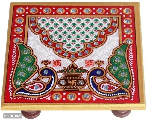 Designer Marble Chowki With White Box Packing (Pack of 02 Chowki) (Size = 4 inch x 4 inch)-thumb3