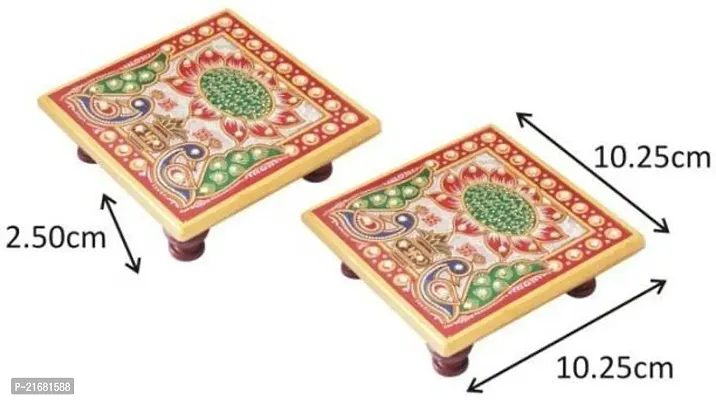 Designer Marble Chowki With White Box Packing (Pack of 02 Chowki) (Size = 4 inch x 4 inch)-thumb2