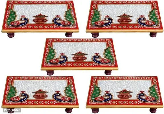 Designer Marble Chowki With White Box Packing (Pack of 05 Chowki) (Size = 6 inch x 4 inch)-thumb0