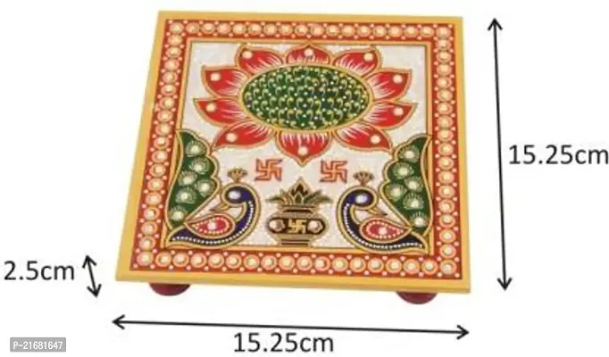 Designer Marble Chowki With White Box Packing (Pack of 03 Chowki) (Size = 6 inch x 6 inch)-thumb3