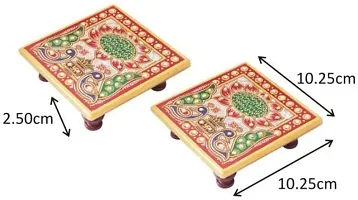 Designer Marble Chowki With White Box Packing (Pack of 06 Chowki) (Size = 4 inch x 4 inch)-thumb1