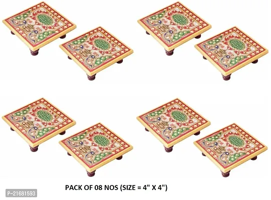 Designer Marble Chowki With White Box Packing (Pack of 08 Chowki) (Size = 4 inch x 4 inch)-thumb0