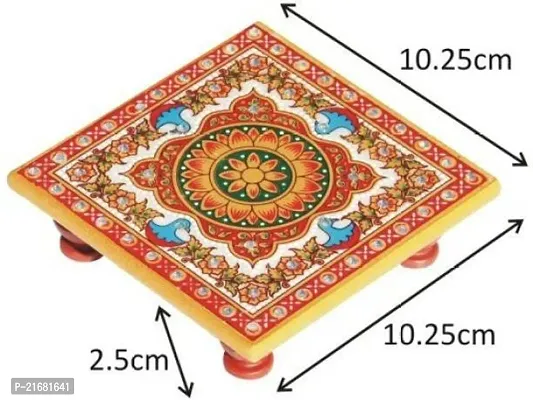 Designer Marble Chowki With White Box Packing (Pack of 02 Chowki) (Size = 4 inch x 4 inch)-thumb3