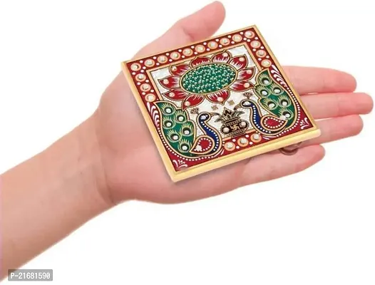 Designer Marble Chowki With White Box Packing (Pack of 04 Chowki) (Size = 4 inch x 4 inch)-thumb3