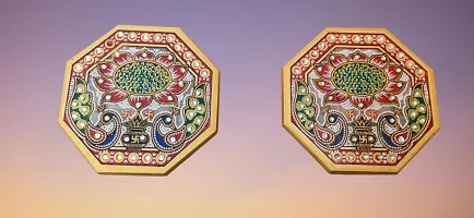 Designer Octagonal Marble Chowki With White Box Packing (Pack of 02 Chowki) (Size = 4 inch x 4 inch)-thumb1