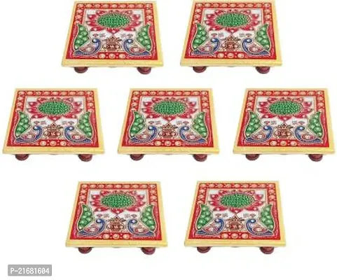 Designer Marble Chowki With White Box Packing (Pack of 07 Chowki) (Size = 4 inch x 4 inch)-thumb0