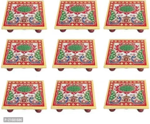 Designer Marble Chowki With White Box Packing (Pack of 09 Chowki) (Size = 4 inch x 4 inch)