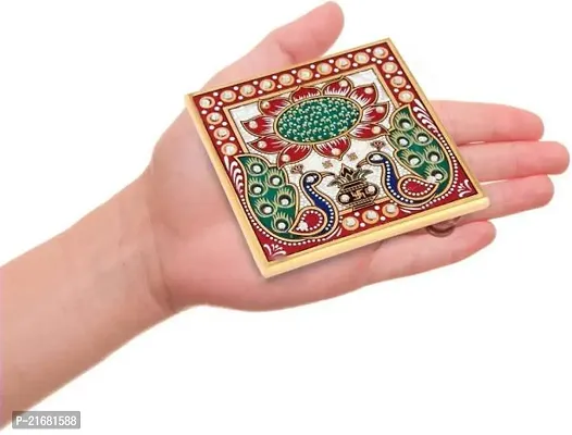 Designer Marble Chowki With White Box Packing (Pack of 02 Chowki) (Size = 4 inch x 4 inch)-thumb3