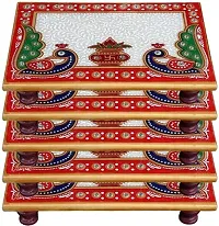 Designer Marble Chowki With White Box Packing (Pack of 05 Chowki) (Size = 6 inch x 4 inch)-thumb1