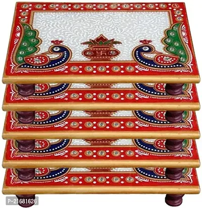 Designer Marble Chowki With White Box Packing (Pack of 05 Chowki) (Size = 6 inch x 4 inch)-thumb2